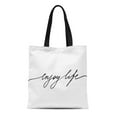 thumbnail image 1 of JSDART Canvas Tote Bag Label Phrase Lettering Text Enjoy Life Black Vintage Durable Reusable Shopping Shoulder Grocery Bag, 1 of 1