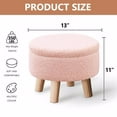 thumbnail image 3 of Storage Ottoman, Modern Round Footrest with Soft Padded Seat, Teddy Velvet Footstool with Wood Legs, Accent Small Table or Plant Stand for Hallway, Living Room (Pink), 3 of 7