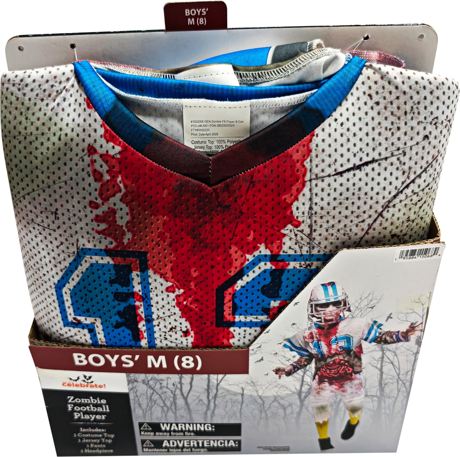 Zombie Football Player Halloween Costume for Children, Boy's Size M (8), by Way to Celebrate