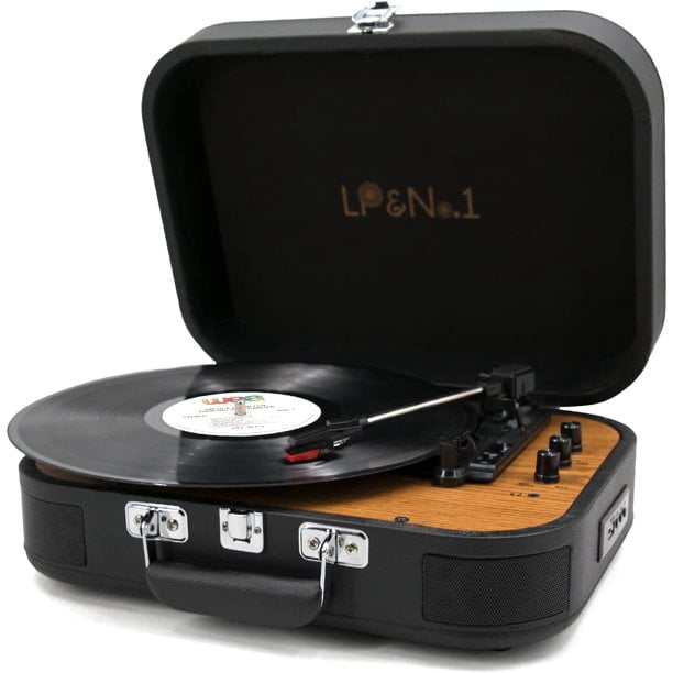 LP&No.1 Wireless Record Player, 3Speed Portable Vintage Suitcase Vinyl