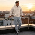 thumbnail image 4 of Dwellite Men Tracksuit 2 Piece Outfit Sweat Suits Set Casual Half Zip Pullover Soft Hoodie & Jogger Sweatpants 2026 Khaki S, 4 of 5