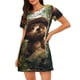 thumbnail image 1 of Fotbe Jungle Hat Bear Bata de Dormir para Mujer con Estampado, Camisón de Algodón de Manga Corta, Ropa de Dormir Casual, 1 of 6