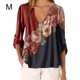 thumbnail image 1 of Blusa Camisa con cuello en V y estampado floral Blusa suelta de manga larga Top de mujer, Rojo, M Advancent AP002021-18, 1 of 5