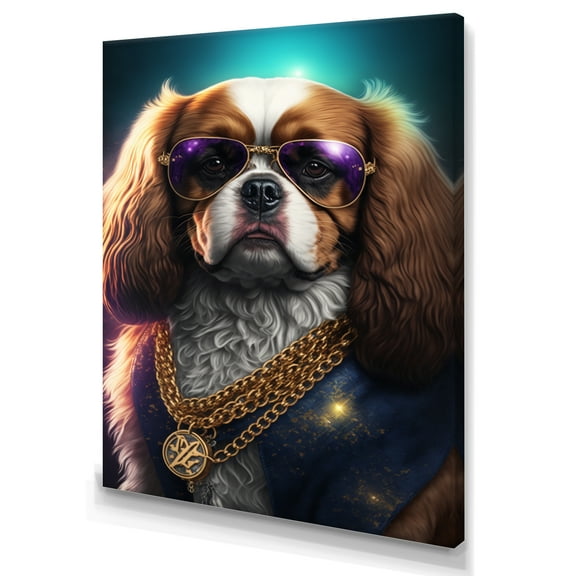 Designart Cavalier King Charles Spaniel Gangster In NYC I Canvas Wall Art