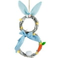 thumbnail image 2 of Artificial Rattan Circle Wreath with LED Light String 18.9*9.8inch Cute Bunny Shape Flower Wreath DIY Handmade Simulation Wreath Window Ornaments for Easter Home Decoration, 2 of 9