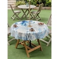 thumbnail image 4 of Outdoor Tablecloths with Umbrella Hole & Zipper, Blue Octopus Coastal Round Tablecloth 54 Inch, Coral Summer Beach Nautical Ocean Blue Waterproof Table Cloth, Patio/Pool/Picnic Table Covers, 4 of 8