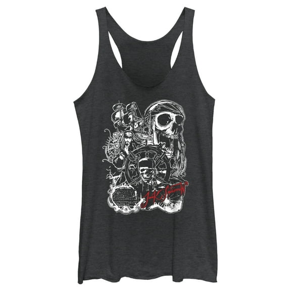 Women's Pirates of the Caribbean: Curse of the Black Pearl Jack Sparrow Icons  Racerback Tank Top Black Heather Medium