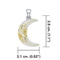 thumbnail image 2 of Celtic Spiral Crescent Moon 925 Sterling Silver Pendant Two Tone Fine Jewelry, 2 of 7