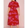 thumbnail image 2 of Cuteduck Women's summer casual plus-size Bohemian-style swing wrap dress with floral prints, V-neck and cinched waist, flowing and elegant mid-length dress 1X-5X, 2 of 9
