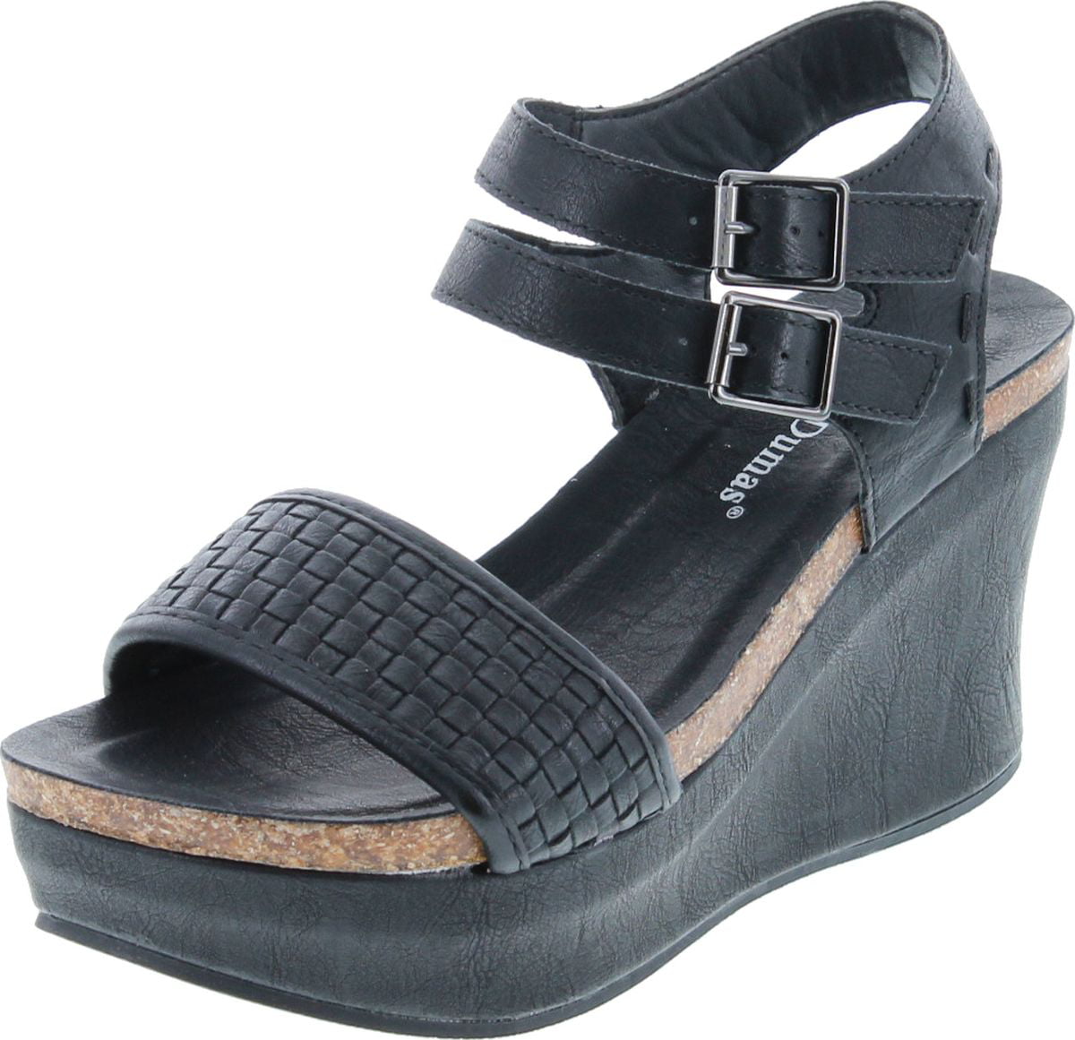 Womens Vegan Leather Strappy Adjustable Ankle Strap Wedge Sandal Hester-5 