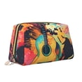 thumbnail image 2 of Naloa World Map Guitar Illustration Leather Makeup Bag for Purse Travel, Portable Small Cosmetic Organizer for Women and Girls, Make up Bag with Zipper, 2 of 8