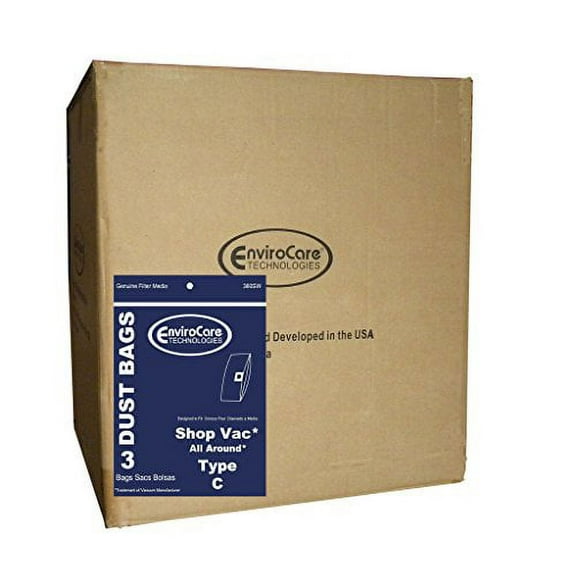 1/2 Case (25 pkgs) ShopVac Type C Wet/Dry Shop Vac Vacuum Bags SV-9066900