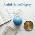 thumbnail image 3 of REGALWOVEN Modern White Ceramic Vase for Home Decor Small Ribbed Bud Vase for , Minimalist Round Decorative Vase for Shelf Blue 4.3"L x 4.3"W x 4"H, 3 of 5