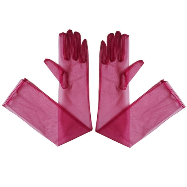 Maytalsory Lightweight And Breathable Sheer Gloves For Charming Look Operas Dress Gloves Winered 55cm