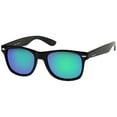 thumbnail image 2 of zeroUV - Retro 80's Classic Colored Mirror Lens Square Horn Rimmed Sunglasses for Men Women (Matte/Green) zeroUV zeroUV, 2 of 2