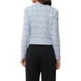 thumbnail image 4 of INSPIRE CHIC Easter Women's Tweed Blazer Stand Collar Cropped Open Front Jacket M Blue, 4 of 7
