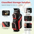 thumbnail image 3 of Topbuy 14-Way Golf Cart Bag Golf Club Bag with 14 Ways Organizer Divider Top 9 Zippered Pockets Cooler Bag Umbrella Holder Red, 3 of 8