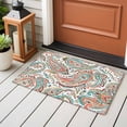 thumbnail image 4 of Entryway Rug 2'x3', Paisley Flower Small Rug for Kitchen Bathroom Door Mat Indoor Entrance, Spring Watercolor Floral Leaf Plant Orange Non-Slip Area Rugs Floor Mats Carpet Front Door Rugs, 4 of 8