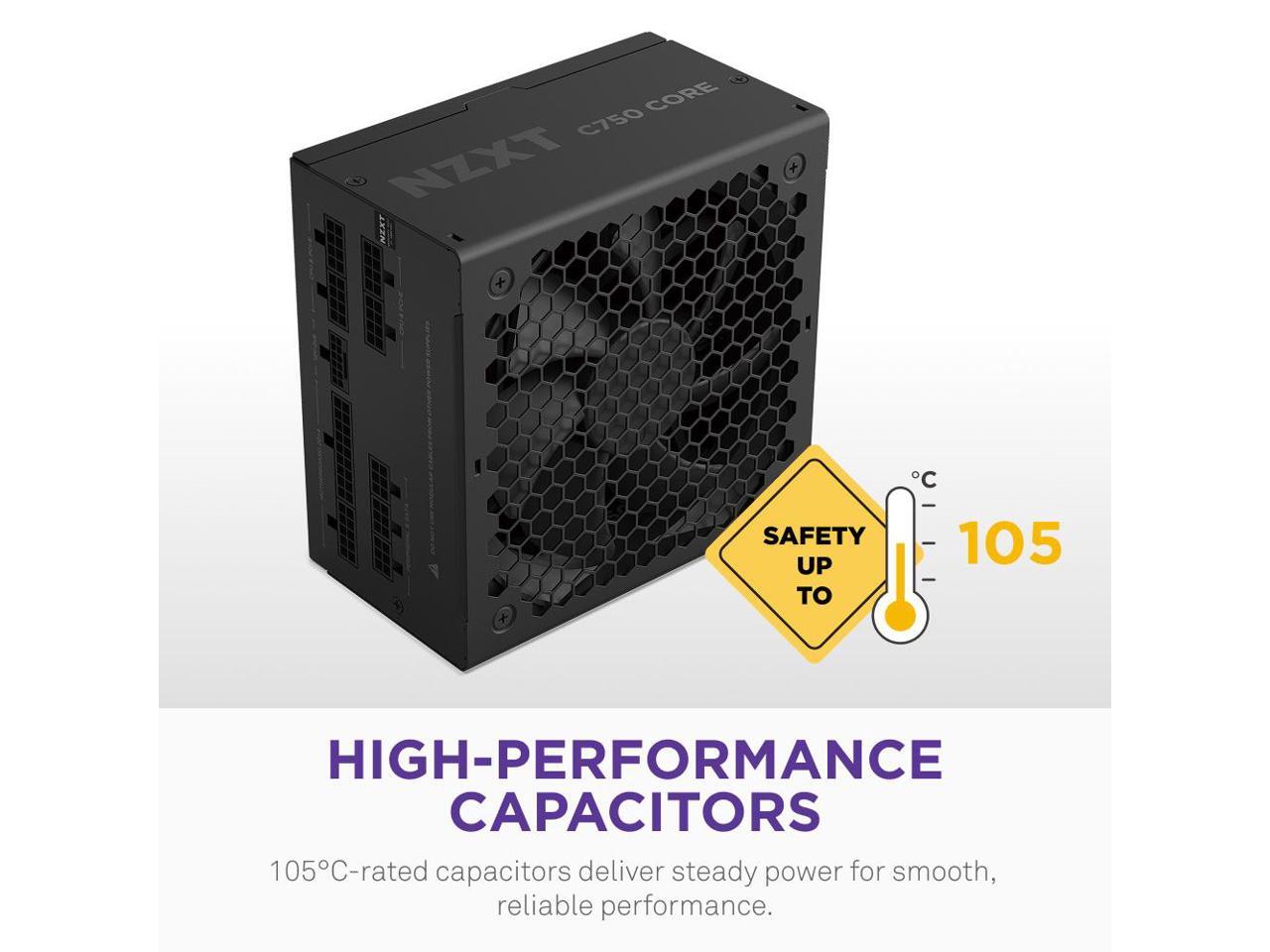 NZXT C750 Gold Core 80Plus Gold Fully-modular ATX 3.1 Power Supply, US Power Cord