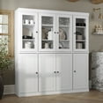 thumbnail image 3 of Palace Imports 100% Solid Wood Kitchen Pantry Storage Cabinet with Glass Doors, Adjustable Shelves and 2-Drawers, White, 3 of 5