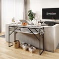 thumbnail image 6 of Bestier 40 inch Wood Console Table with 2 Hooks & Shelves Sofa Table  Gray, 6 of 8