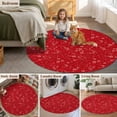 thumbnail image 5 of Round Rugs 7Ft, Red Christmas Round Area Rug Washable Indoor Throw Carpet, Xmas Botanical Floral Rustic Large Non Slip Circle Rug for Dining Room Playroom Home Decor Aesthetic, 5 of 8