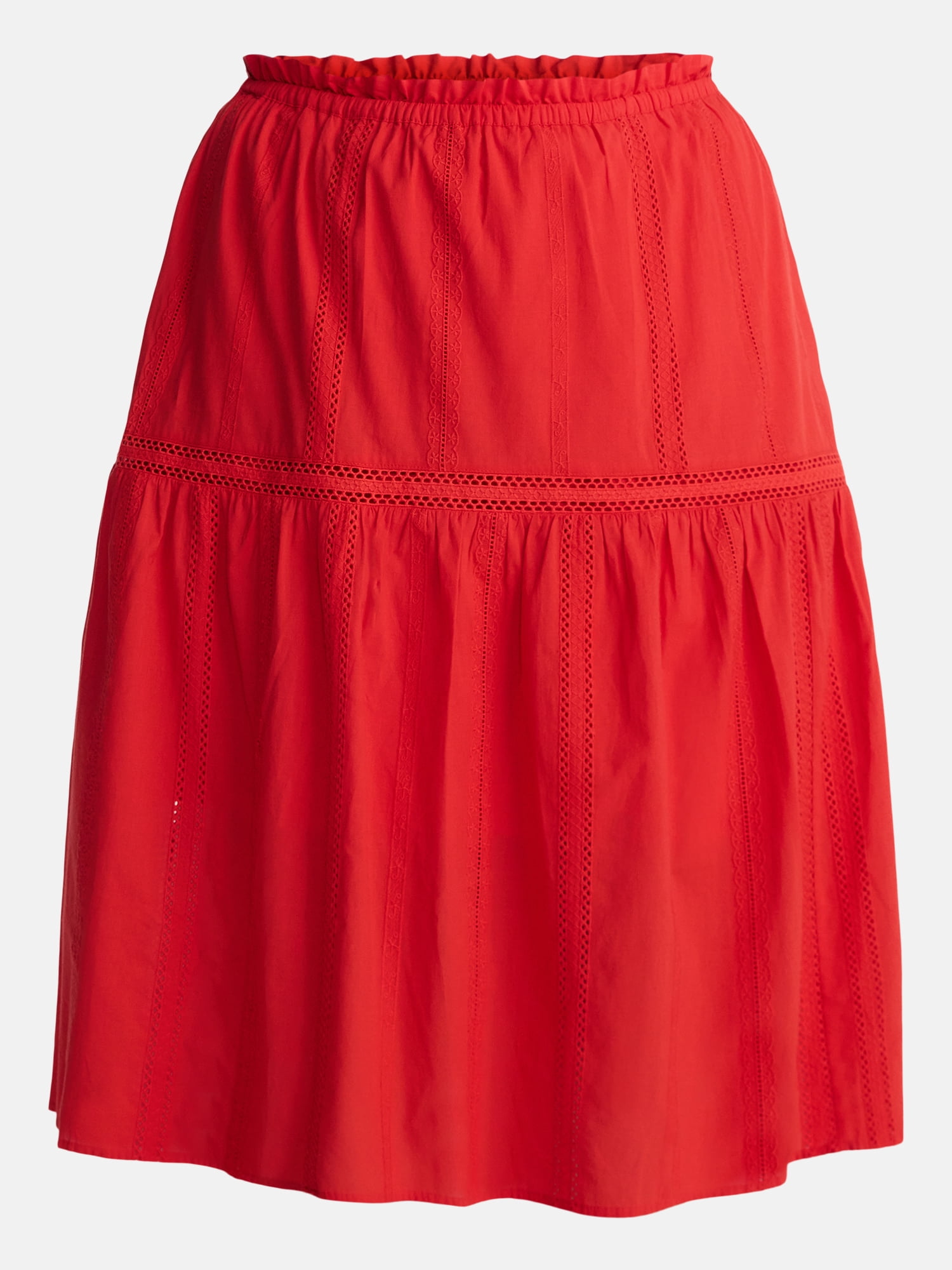 Terra & Sky Women’s Plus Cotton Geo Eyelet Midi Skirt, Sizes 0X-5X