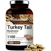 Advanced Turkey Tail Quercetin Supplements, Turkey Tail (Coriolus Versicolor) with Quercetin 1100mg Per Serving, 180 Counts, 2 in 1 Formula, Immune System Booster, Daily Mushroom Mycelium Supplement