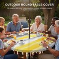 thumbnail image 2 of Round Outdoor Tablecloth with Umbrella Hole and Zipper, Yellow Grey Fitted Table Cover with Elastic Edge for 31-35 Inch, Abstract Art Oil Painting Stripes Aesthetic Waterproof Patio Tablecoths, 2 of 9