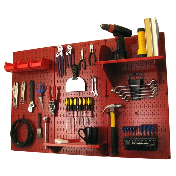 4ft Metal Pegboard Standard Tool Storage Kit - Red Toolboard & Red Accessories