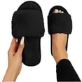 thumbnail image 2 of Fnooota Womens Slide Slippers, Indoor Non Slip Open Toe Soft Sole Fuzzy Slippers Bedroom Shoes Black Size 9-9.5, 2 of 8