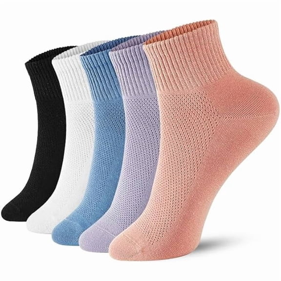 Eryueer Womens Crew Socks Breathable Cotton Soft Socks Casual Thin Mid-Calf Socks for Women or Girls,5 Pairs