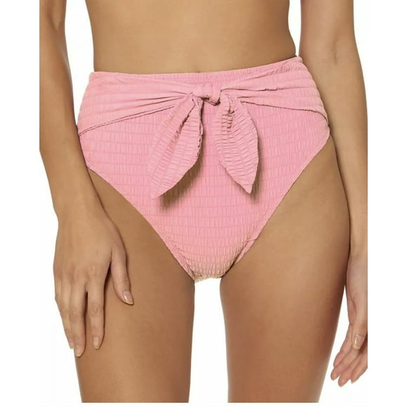 Jessica Simpson Bas de Bikini Taille Haute Smocké à Nouer devant Rose ( S )