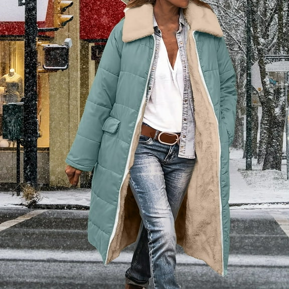 Cyber*Monday on Sale ChaoHeng Women Outerwear Jackets Clearance Women's Reversible Long Puffer Coat,Hooded Zip Front Quilted Winter Jacket