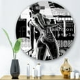 thumbnail image 2 of Designart 'Black and White Cyborg Body I' Modern Circle Metal Wall Art 23x23 - Disc of 23, 2 of 5