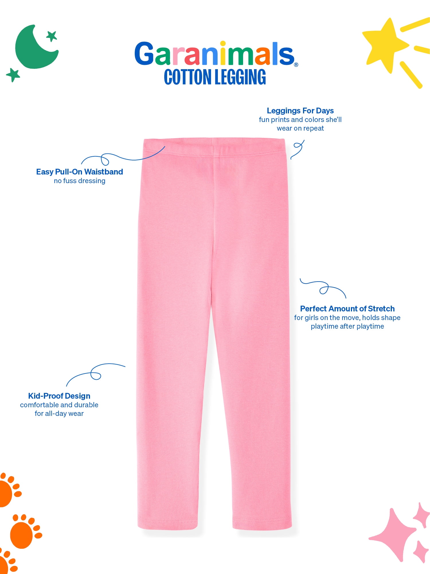 Garanimals Newborn, Baby & Toddler Girl Cotton Pull-on Leggings, Sizes 0M–6T, Single & 3-pack