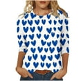 thumbnail image 2 of UPPADA Chandails de la Saint-Valentin pour Femmes, Imprimé de Cœur, Chandails à Manches 3/4, Col Ras du Cou, Chandails Décontractés, Cadeaux de la Saint-Valentin pour Petite Amie, Blouses Confortables et Douces, Hauts à Manches 3/4 pour Femmes, Aubaines, 2 of 5