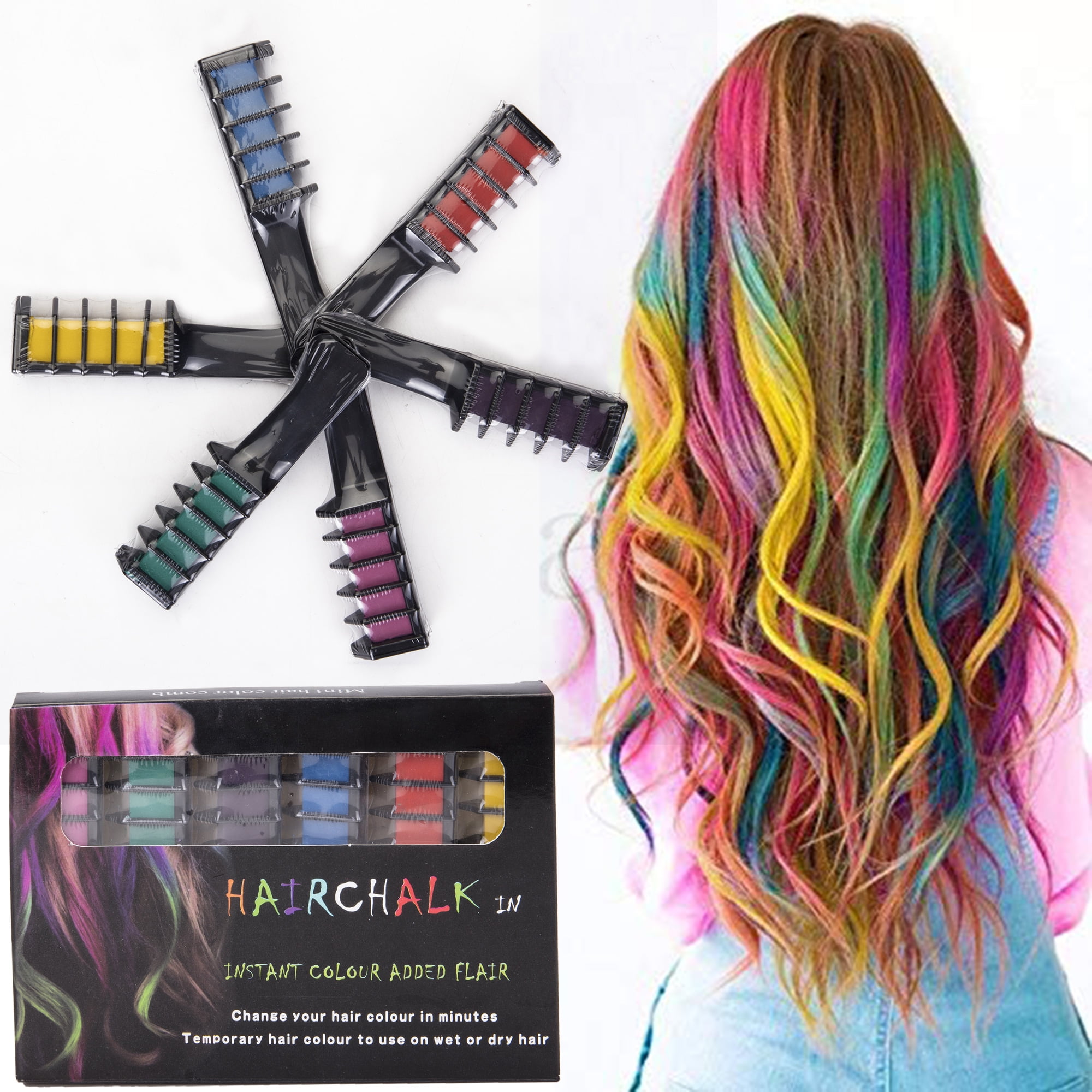 SAYFUT 6 Colors Hair Chalk Set Temporary Color Safe Washable Hair Dye Fit  For Party&Cosplay 