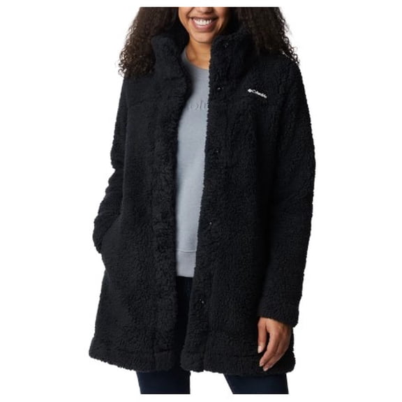 Columbia Women’s Sherpa Fleece Snap-Front Jacket, Soft Plush Fleece, Black - Small