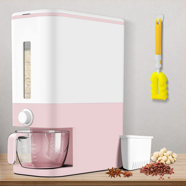 Dispensador de arroz VendotBi 10-11,3 kg con vaso medidor, color rosa