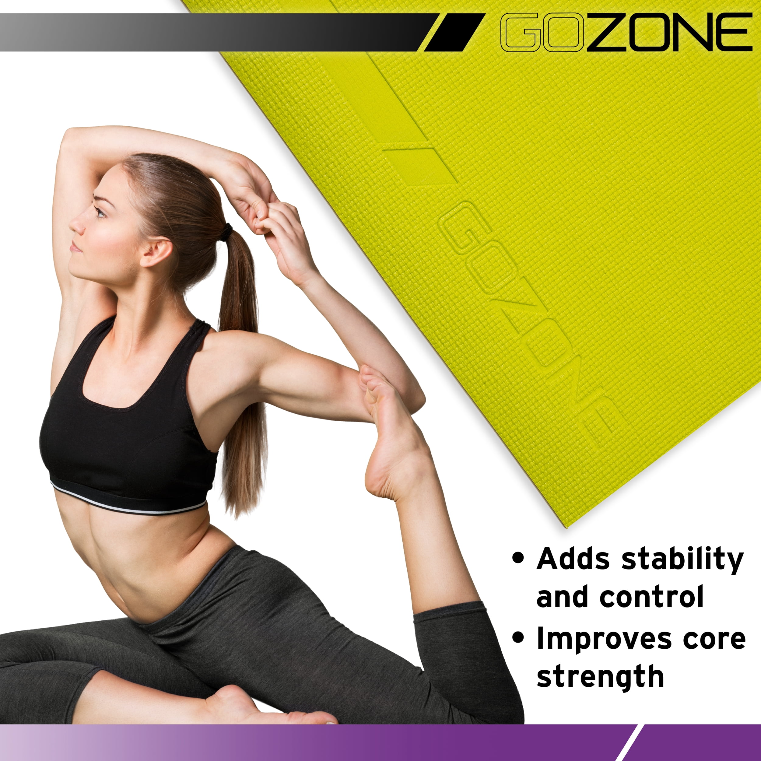 Gozone Multi-Purpose 5 mm Thick Premium PVC Non-Slip Yoga Mat, Reversible Gray and Yellow
