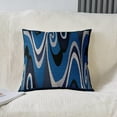 thumbnail image 2 of Pack of 2 Stripe Line Blue Grey Black Decorative Throw Pillow Covers, Soft Geometric Square Cushion Case Set for Couch Sofa Bedroom Living Room, Geometry Pillow Cases Pillowcases, 16x16 Inches, 2 of 5