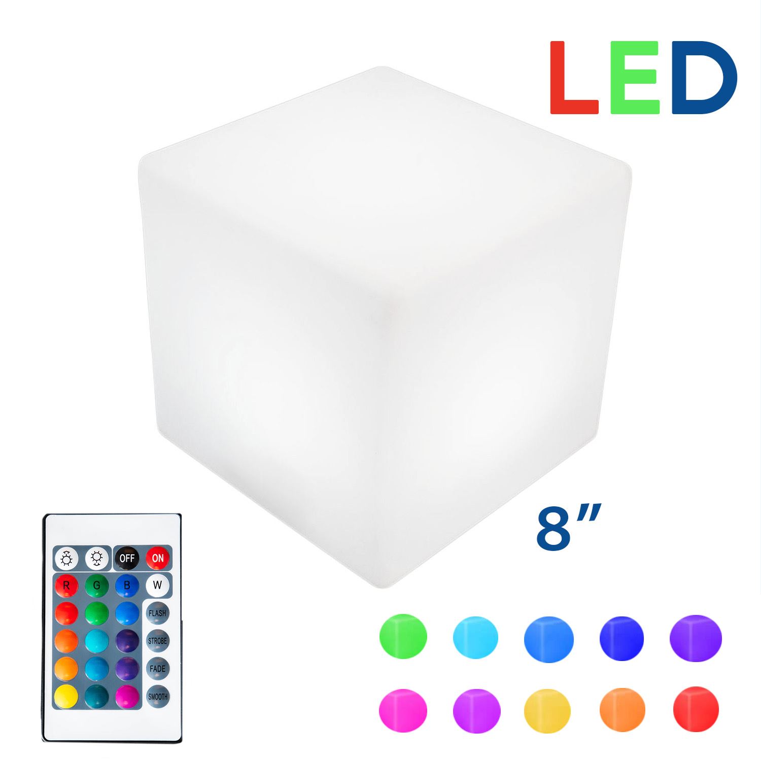 Novelty Lights 8" LED Plastic 3D Glow Cube Chair Light, Waterproof Rechargeable Color Changing Party Cube with Remote, Great for Home Patio Restaurant Lighting - image 4 of 7