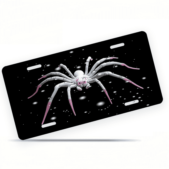 1 Pcs Durable License Plate Covers & Frames, Spider with Pink For Decorative Front, Waterproof For Decoration Aluminum License Plate Covers & Frames Cover For Men Women, 12" X 6"