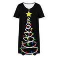 thumbnail image 4 of Women Christmas Nightgown Zip Front Short Sleeve Sleepwear Soft Fleece Loungewear House Dress Nightshirt, 4 of 7