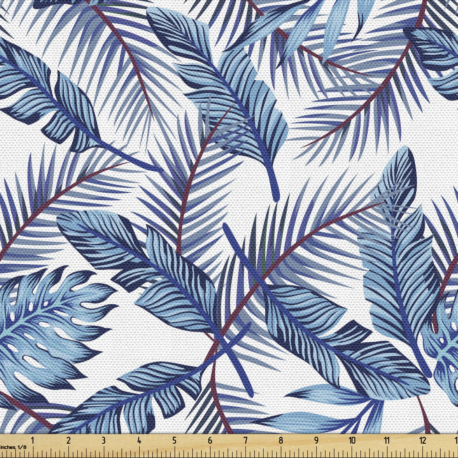 Botany Upholstery Fabric by the Yard, Repetitive Exotic Palm Leaves on  Plain Backdrop Art Print Illustration, Decorative Fabric for DIY and Home  Accents, White Blue Dark Fuchsia by Ambesonne