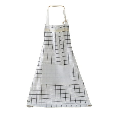 

Redempion Anti Fouling Restaurant Cooking Apron Kitchen Sleeveless Women Florals Kitchen White plaid