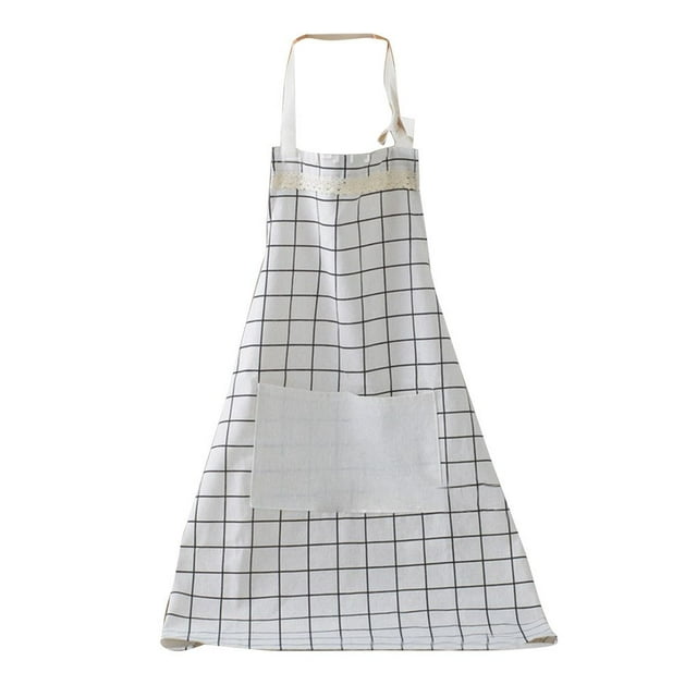 serony Tablier de Cuisine Imperméable et Résistant à l'Huile, Robe de Cuisson pour Femme Adulte, Taille de chef, Carreaux Blancs, 1 Ensemble
