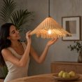 thumbnail image 4 of Woven Bamboo Lampshade Decorative Light Cover for Indoor Table and Floor Lamp, Softens Light for Living Room Bedroom Dining Room Interior, 4 of 7