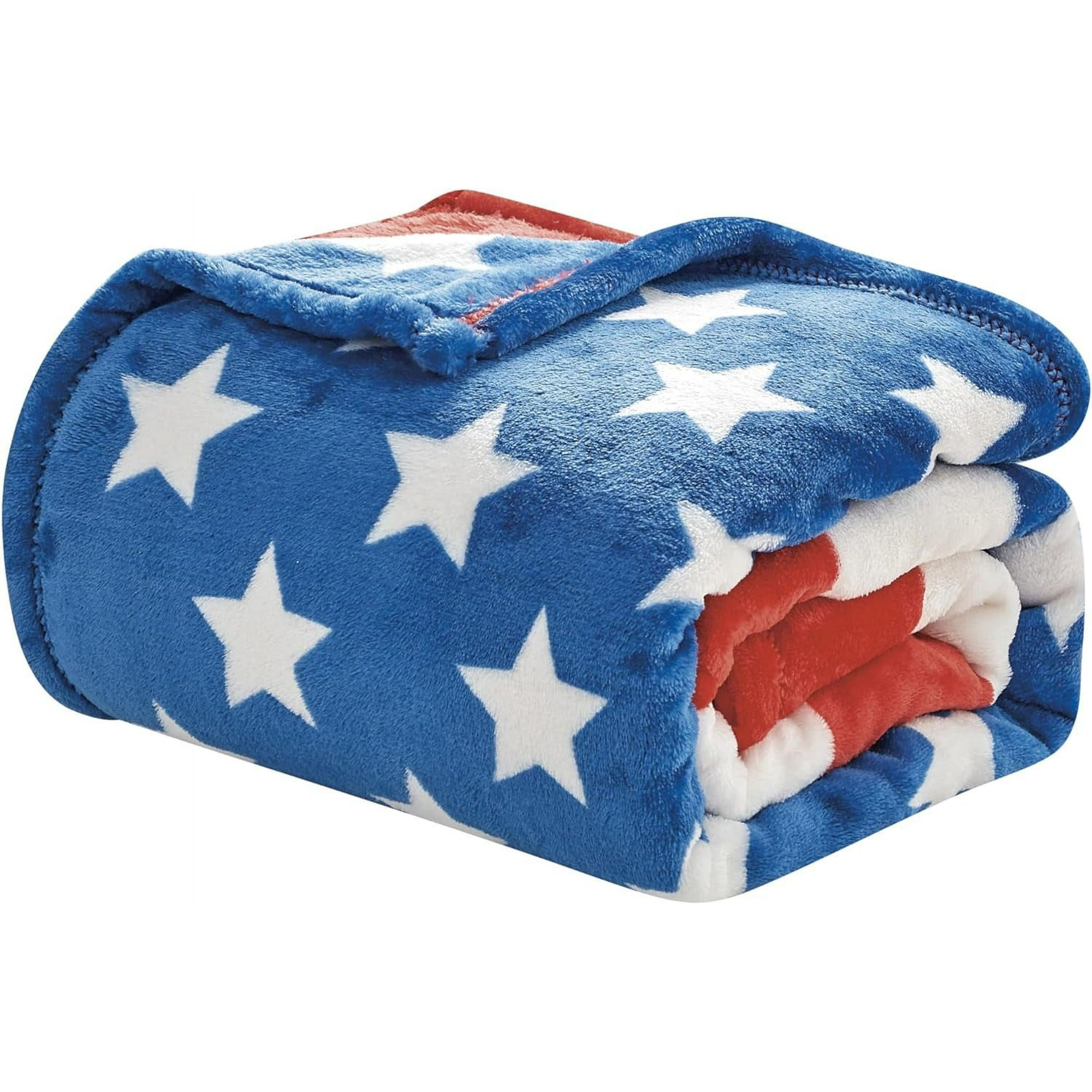 Décor&More July 4th Stars & Stripes American Flag Ultra Lush Oversized Throw Blanket (50" x 70")
